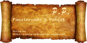 Pasztercsák Patrik névjegykártya